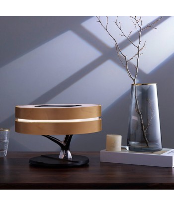 Lampe de Chevet Ronde "Horizon" avec Enceinte & Chargeur Sans fil - Dimmable Tactile 50% de réduction en Octobre 2024