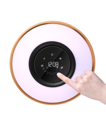 Lampe de Chevet Ronde "Horizon" avec Enceinte & Chargeur Sans fil - Dimmable Tactile 50% de réduction en Octobre 2024