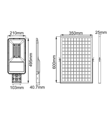 Luminaire LED urbain solaire 30W IP65 Dimmable (Barre métallique + télécommande incluses) 50% de réduction en Octobre 2024