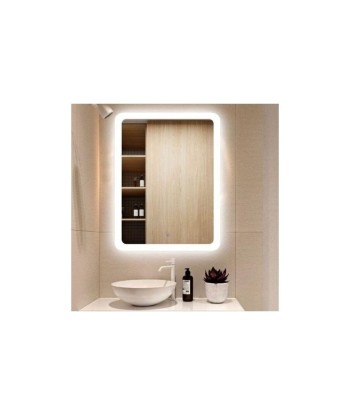 Miroir LED Rectangulaire 46x66cm 40W + Interrupteur Tactile BLANC pour Salle de Bain À commander