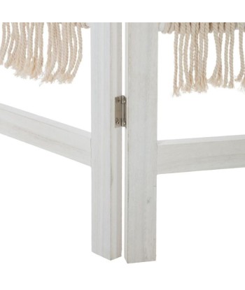 Paravent Bois Blanc et Macramé 170 cm les muscles