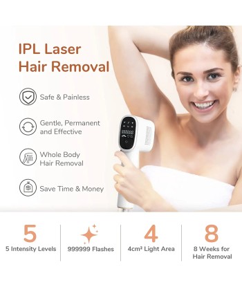 Epilateur Lumière Pulsée Laser 999,999 Flashes IPL Epilation Definitive Indolore corps entier à prix réduit toute l'année