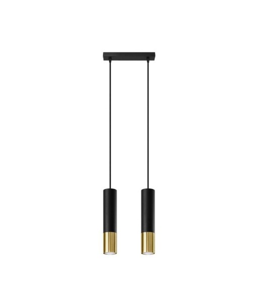 Suspension 2 Lampes Noire Or pour Ampoule GU10 soldes