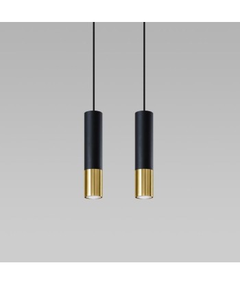 Suspension 2 Lampes Noire Or pour Ampoule GU10 soldes