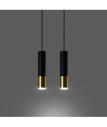 Suspension 2 Lampes Noire Or pour Ampoule GU10 soldes