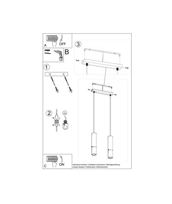 Suspension 2 Lampes Noire Or pour Ampoule GU10 soldes