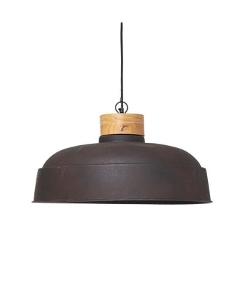 Suspension Industrielle Métal et Bois Cloche Grise 57x20cm hantent personnes