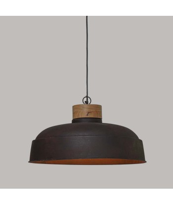 Suspension Industrielle Métal et Bois Cloche Grise 57x20cm hantent personnes