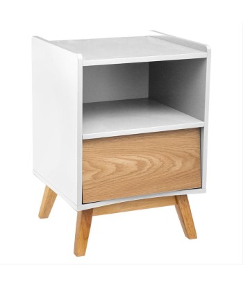 Table de Chevet avec Rangement Bois 1 Tiroir H62 cm - Blanc pas cheres