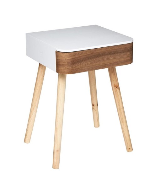 Table de Chevet Blanc Bois Carrée H51cm Les magasins à Paris et en Île-de-France