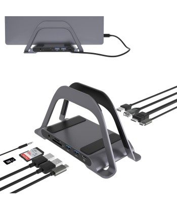 Station d'accueil Dock Station avec stand HDMI,Jack 3.5, SD, Micro SD, RJ45, USB 3.0 outlet