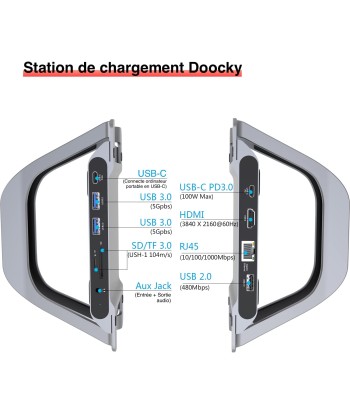 Station d'accueil Dock Station avec stand HDMI,Jack 3.5, SD, Micro SD, RJ45, USB 3.0 outlet