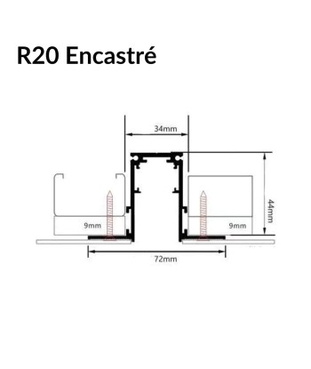 Rail Magnétique Encastré 48V NOIR pour Enduit acheter