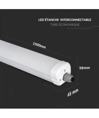 Réglette LED étanche 150cm 48W IP65 120lm/W Interconnectable ouvre sa boutique