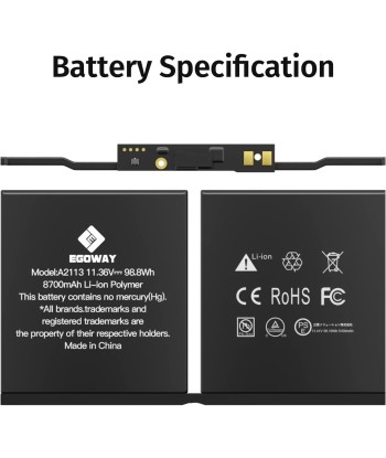 Batterie de Remplacement A2141 A2113 Compatible MacBook Pro Retina 16" EMC3347 2019 de technologie