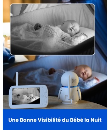 Babyphone Vidéo 1080P Rechargeable 3600mAh Ecran 5" Vision Nocturne Audio Bidirectionnel en ligne