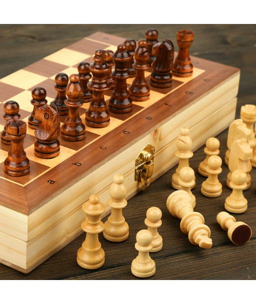 Jeu d'échecs en bois pliant magnétique avec feutre - Livraison offerte Véritable concentré