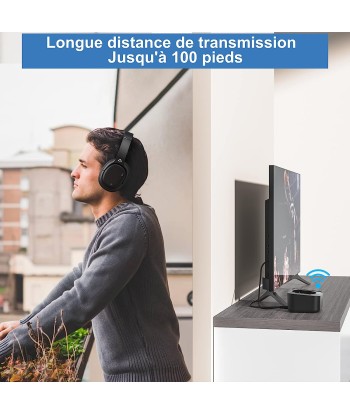 Casque Bluetooth Sans Fil TV Transmetteur Socle Chargement Autonomie 50H Longue Portée NOIR chez Cornerstreet bien 