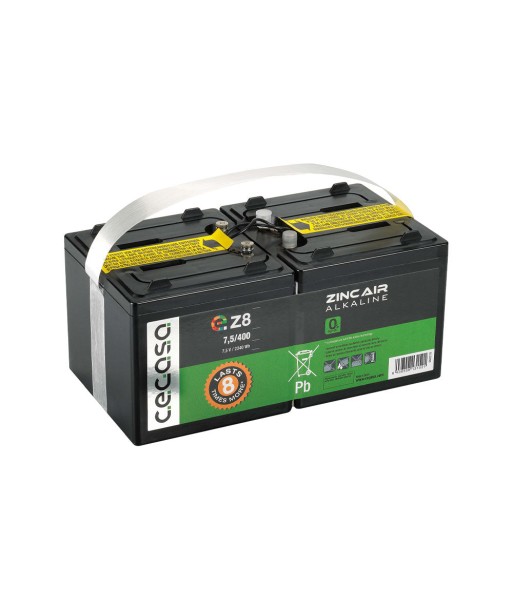 BATTERIE ZINC 7,5V 330AMP (connecteur jack DC coudé 90) une grave pollution 