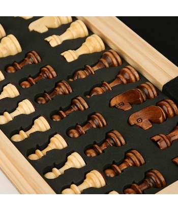 Jeu d'échecs en bois pliant magnétique avec feutre - Livraison offerte Véritable concentré