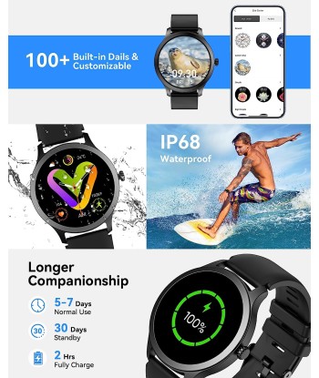 Montre Connectée Bluetooth Ecran 1,32 Pouces Montre Intelligente Etanche IP68 Mode Sportif ROSE Vous souhaitez 