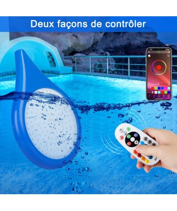 Eclairage Piscine LED 25W Lampe Piscine Etanche IP68 Minuterie Télécommande et APP Cable 11m pas cheres