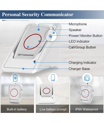 Interphone Sans Fil Audio Bidirectionnel Bouton Appel Soignant Pager Personne Agée En savoir plus