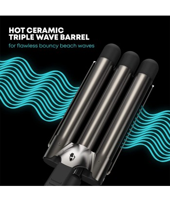 FER À ONDULER Beach Wave 3 Têtes Cylindres Céramique Infusés d’Huiles Cheveux Brillants est présent 