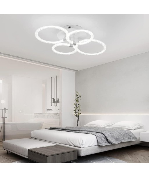 Plafonnier LED Moderne 4 Cercles 60W Blanc Froid 4600K Plafonnier Contemporain BLANC pas cher