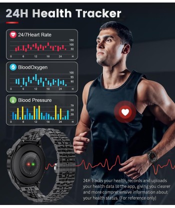 Montre Connectée Appels Bluetooth Assistant Vocal Intégré Ecran 1,39" Etanche Tracker NOIR Venez acheter