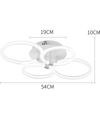 Plafonnier LED Moderne 4 Cercles 60W Blanc Froid 4600K Plafonnier Contemporain BLANC pas cher