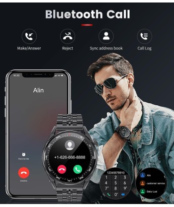 Montre Connectée Appels Bluetooth Assistant Vocal Intégré Ecran 1,39" Etanche Tracker NOIR Venez acheter