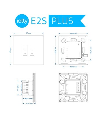 Interrupteur Connecté Store Volet Roulant Compatible Assistant IOS Android E2S Tactile BLANC brillant des détails fins