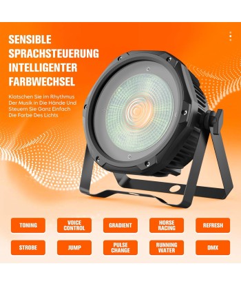 Projecteur LED Blanc RGB 100W COB 15 Canaux DMX512 Commande Vocale rembourrage situé sous