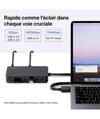 Station Accueil Compatible MacBook Pro Adaptateur Secteur 100W 12en1 HDMI RJ45 USB NOIR soldes