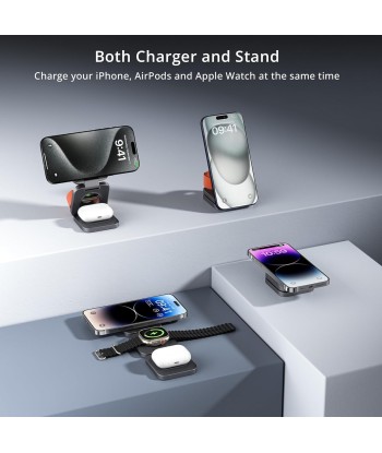 Chargeur Induction 3en1 Tout en Aluminium Pliable Résistant Charge 5W Smartphone et Montre Connectée GRIS Profitez des Offres !