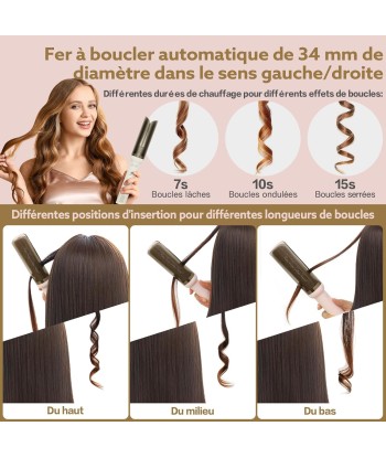 Fer à Boucler Boucleur Cheveux Automatique Ion Négatif Température Réglable 180°- 230°C BLANC le concept de la Pate a emporter 