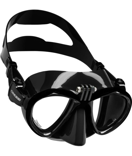 Cressi Metis Mask Black Masque de Plongée à Volume Réduit pour Action Cam Unisex-Adult, Noir/Noir, Taille Unique Pour