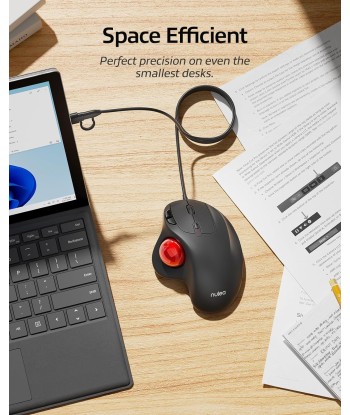 Souris Trackball Filaire Design Ergonomique Contrôle Simple du Pouce Suivi Précis et Fluide NOIR/ROUGE pas cher