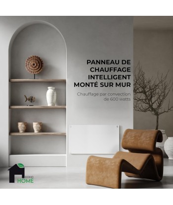 Chauffage Mural Intelligent Panneau Électrique à Convection Réflecteur Chaleur Efficacité Énergétique Faible Conso Peignable Thermostat App 1x92x60cm BLANC pas cher