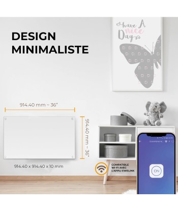 Chauffage Mural Intelligent Panneau Électrique à Convection Réflecteur Chaleur Efficacité Énergétique Faible Conso Peignable Thermostat App 1x92x60cm BLANC pas cher