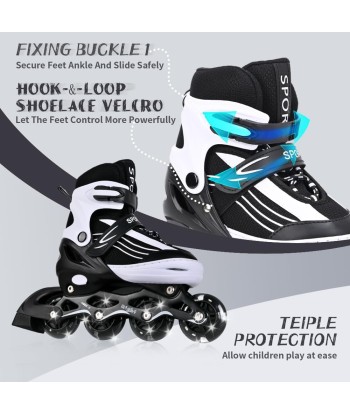 Rollers Enfants Patins à Roulettes Intérieur Extérieur Taille Réglable 34-37 NOIR/BLANC la livraison gratuite